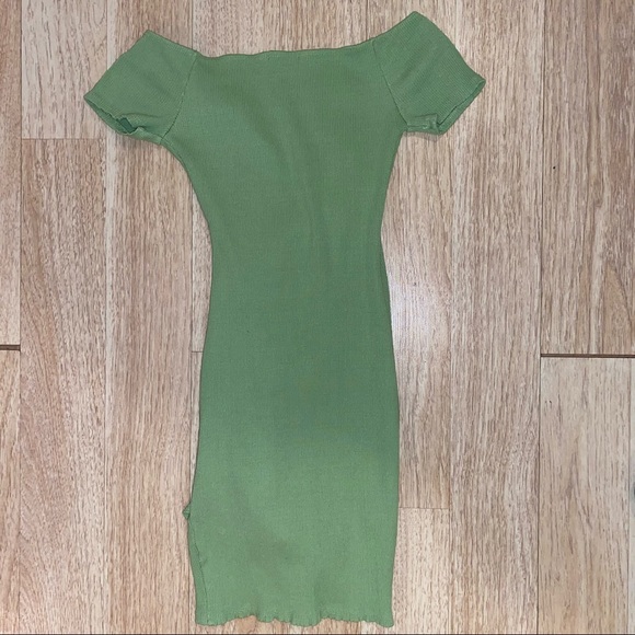 Bodycon Ruched Green Mini Dress - Picture 3 of 3